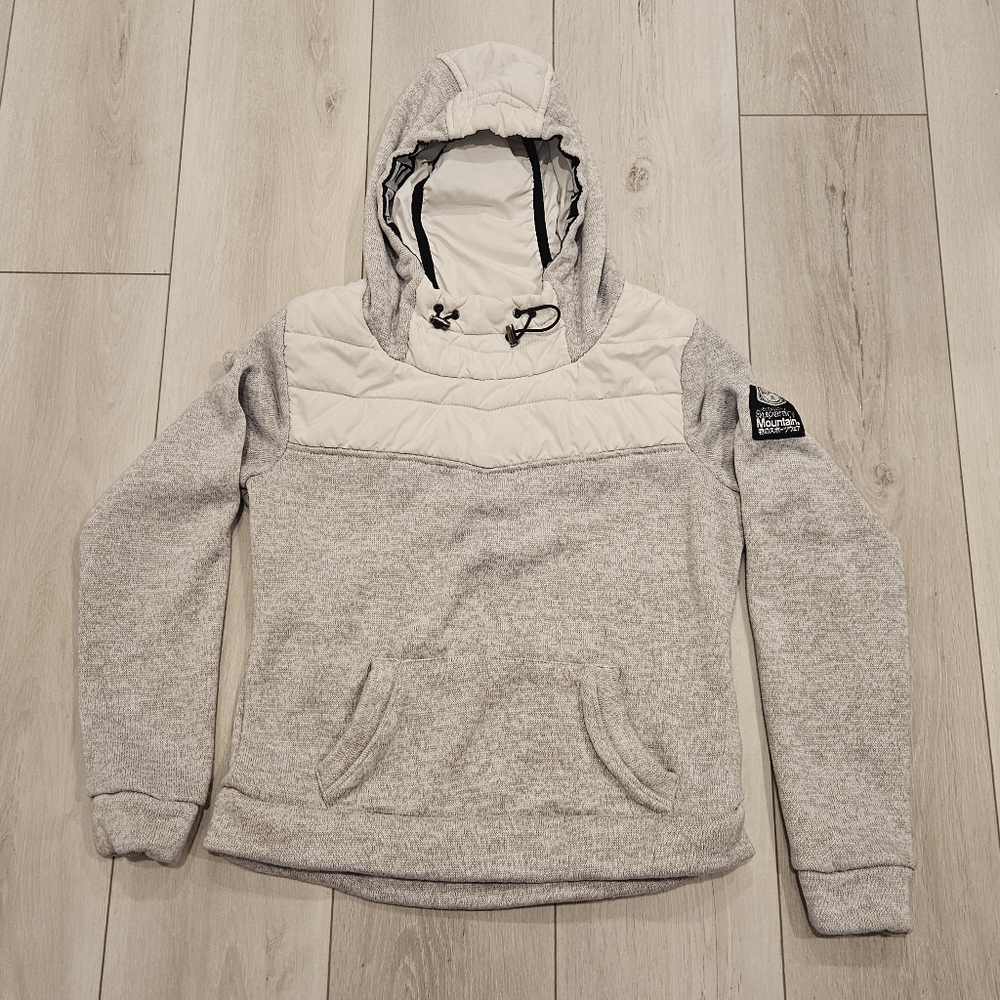 Superdry Storm Hybrid FunnelHood Hoodie, size XS, gray, white